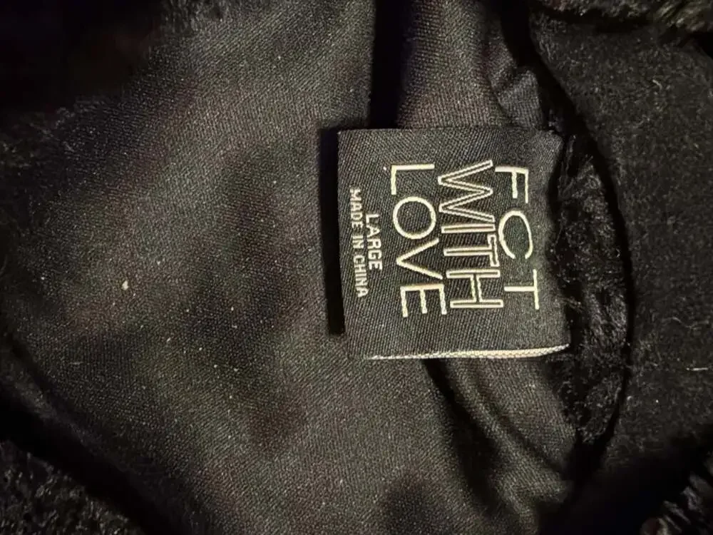 With Love Cropped Black Faux Fur Zip-Up Jacket